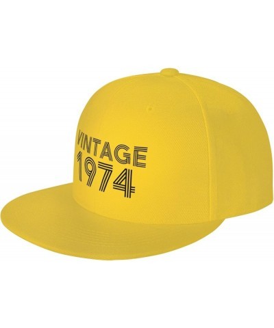 Vintage 1974 50 Year Old Gifts 50th Birthday Gift Trucker Hat Women Baseball Cap Men Dad Hat Snapback Hat Black Yellow $10.34...