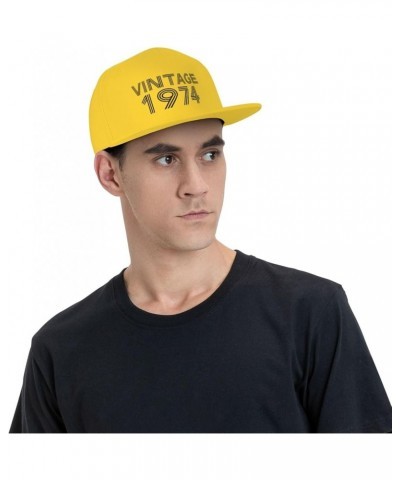 Vintage 1974 50 Year Old Gifts 50th Birthday Gift Trucker Hat Women Baseball Cap Men Dad Hat Snapback Hat Black Yellow $10.34...