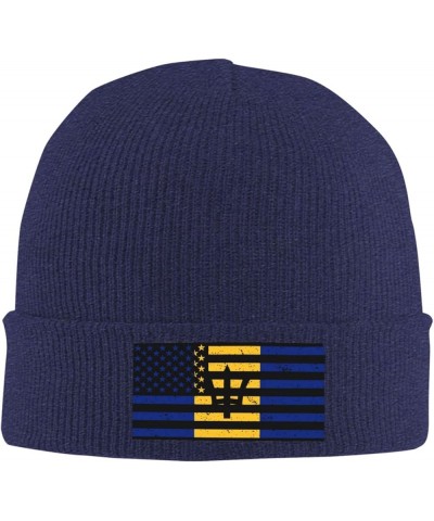 Barbados Flag Men Women Beanie Hat Wireless Winter Knit Winter Hat Navy Blue $10.90 Skullies & Beanies