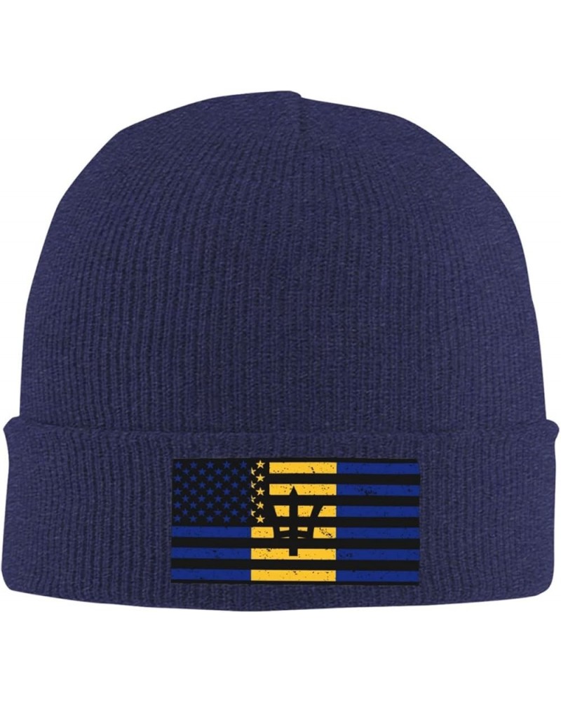 Barbados Flag Men Women Beanie Hat Wireless Winter Knit Winter Hat Navy Blue $10.90 Skullies & Beanies