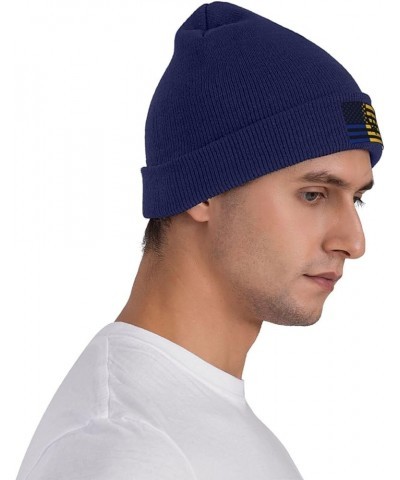 Barbados Flag Men Women Beanie Hat Wireless Winter Knit Winter Hat Navy Blue $10.90 Skullies & Beanies