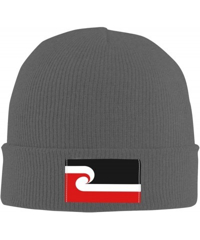 Maori Sovereignty Movement Flag Beanie Hat for Men Women Soft Cozy Skull Cap Winter Warm Knit Hats Deep Heather $11.83 Skulli...