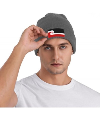 Maori Sovereignty Movement Flag Beanie Hat for Men Women Soft Cozy Skull Cap Winter Warm Knit Hats Deep Heather $11.83 Skulli...