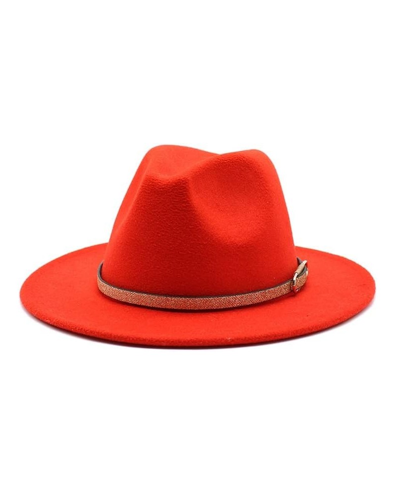 Autumn and Winter New Woolen Top Hat European and American Fashion Jazz Hat with Leather Belt Luopan Caps & Hats Orange Red $...