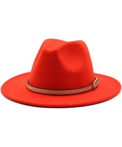 Autumn and Winter New Woolen Top Hat European and American Fashion Jazz Hat with Leather Belt Luopan Caps & Hats Orange Red $...