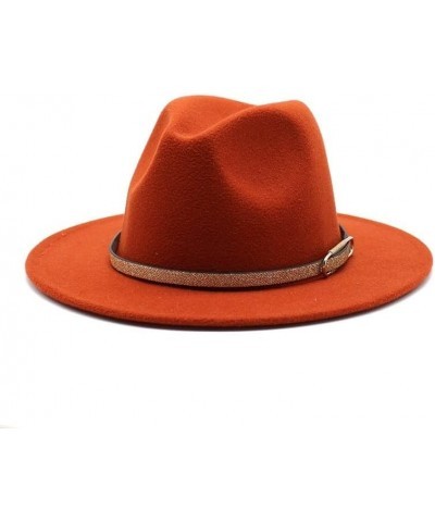 Autumn and Winter New Woolen Top Hat European and American Fashion Jazz Hat with Leather Belt Luopan Caps & Hats Orange Red $...