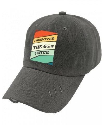 I Survived The 60s Twice Trucker hat Mens Black hat Dark Grey Mens hat Gifts for Son Sun Hats Dark Grey $10.79 Sun Hats