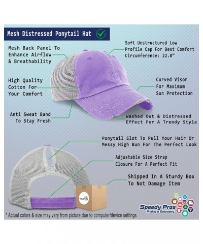 Womens Ponytail Cap Bug Insects Nature Cotton Biology Distressed Trucker Hat Lavender Design Only $15.00 Baseball Caps