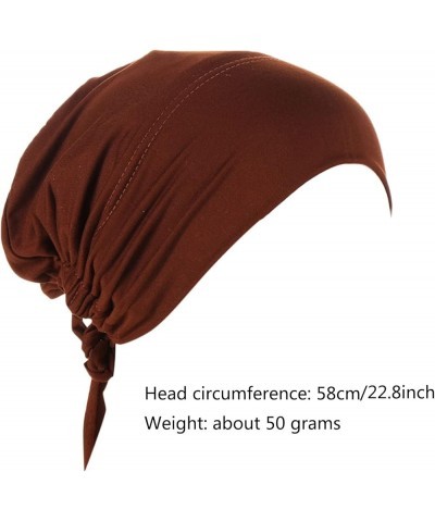 Women Turban Non-Slip Hijab Undercap Tie Back Hijab Cap Stretchy Comfortable Head Covering Scarf Beige $6.60 Skullies & Beanies