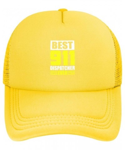 Best 911 Dispatcher Ever Mesh Hat for Men Black Trucker Hats Women Novelty Baseball Cap Yellow $11.20 Baseball Caps