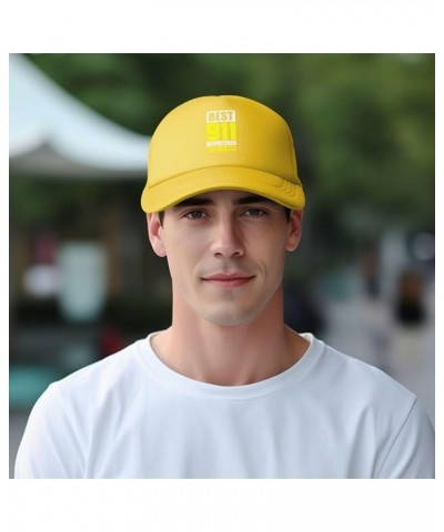 Best 911 Dispatcher Ever Mesh Hat for Men Black Trucker Hats Women Novelty Baseball Cap Yellow $11.20 Baseball Caps