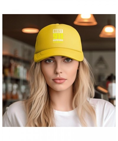 Best 911 Dispatcher Ever Mesh Hat for Men Black Trucker Hats Women Novelty Baseball Cap Yellow $11.20 Baseball Caps