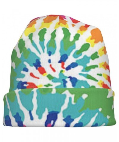 Beanie Hat for Men Women Tie Dye Unisex Soft Chunky Winter Hat Cuffed Plain Skull Knit Warm Ski Cap Multicoloured $12.38 Skul...