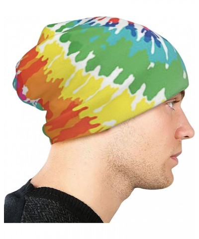 Beanie Hat for Men Women Tie Dye Unisex Soft Chunky Winter Hat Cuffed Plain Skull Knit Warm Ski Cap Multicoloured $12.38 Skul...