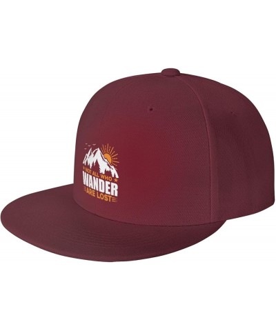 Not All Who Wander are Lost Hat Adjustable Funny Fashion Baseball Cap for Men Women Dark Red $10.07 Baseball Caps