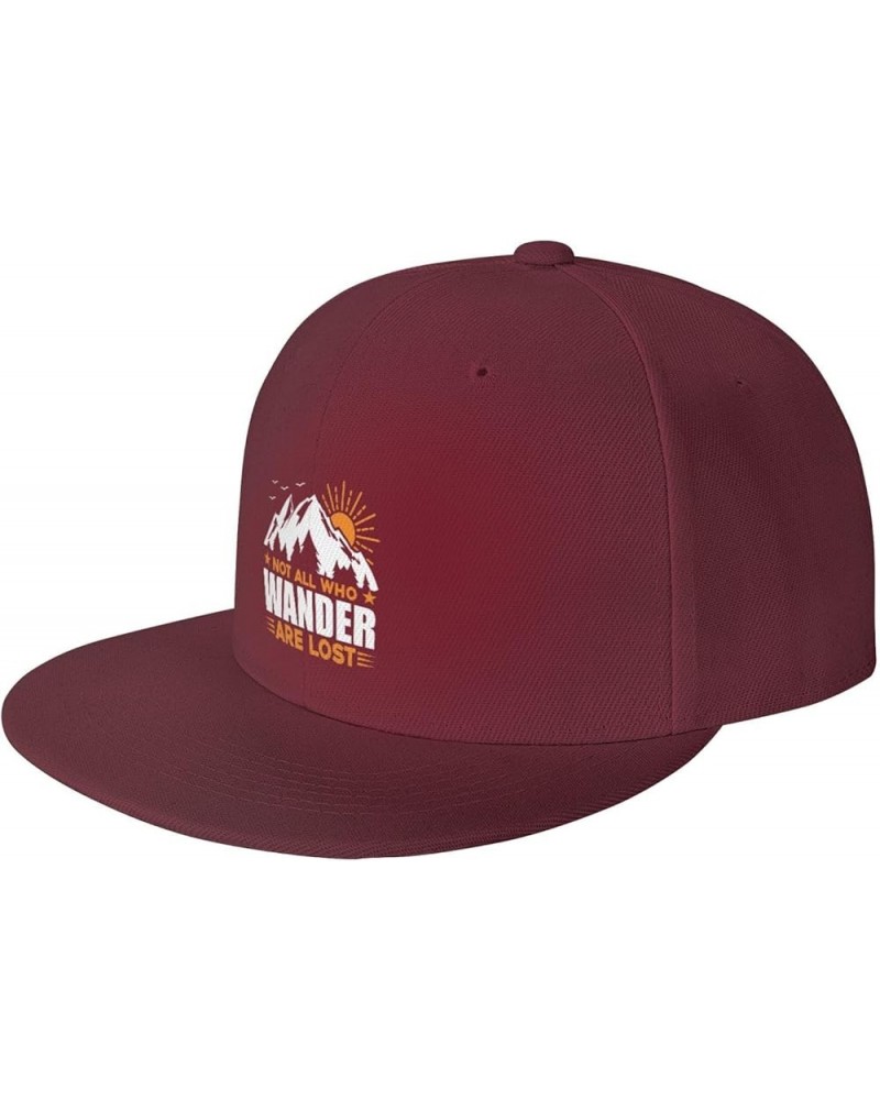 Not All Who Wander are Lost Hat Adjustable Funny Fashion Baseball Cap for Men Women Dark Red $10.07 Baseball Caps