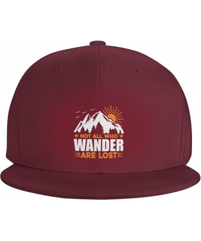 Not All Who Wander are Lost Hat Adjustable Funny Fashion Baseball Cap for Men Women Dark Red $10.07 Baseball Caps