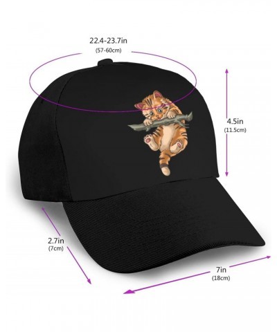 Kittens Climbing Trees Baseball Cap Women Men Hat Outdoor Leisure Sun Hat Adjustable Truck Driver Baseball Caps Dad Hats Blac...