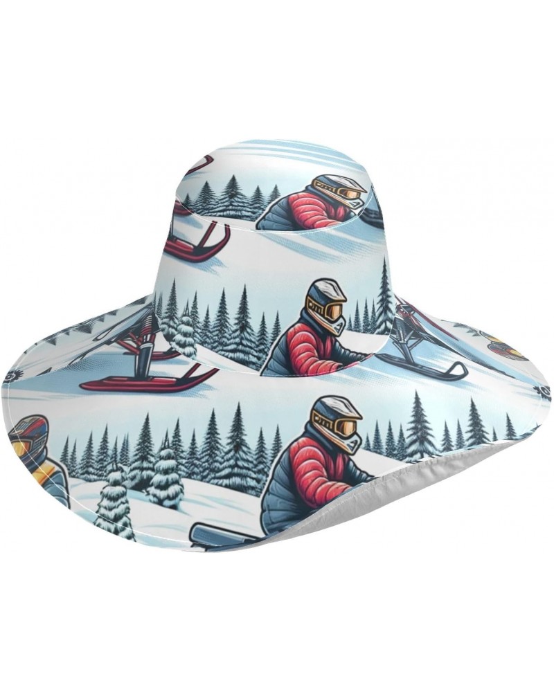 Wide Brim Sun Hat Snowmobiles-Winter Foldable Beach Hat Bucket Hat Black $18.49 Sun Hats