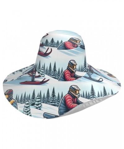 Wide Brim Sun Hat Snowmobiles-Winter Foldable Beach Hat Bucket Hat Black $18.49 Sun Hats