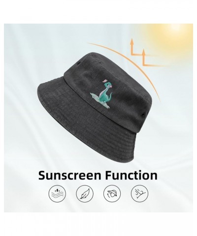 Cute Little Dinosaur with Butterfly Bucket Hat for Men Women Outdoor Washed Cotton Sun Hats Travel Beach Hat Black $13.87 Buc...