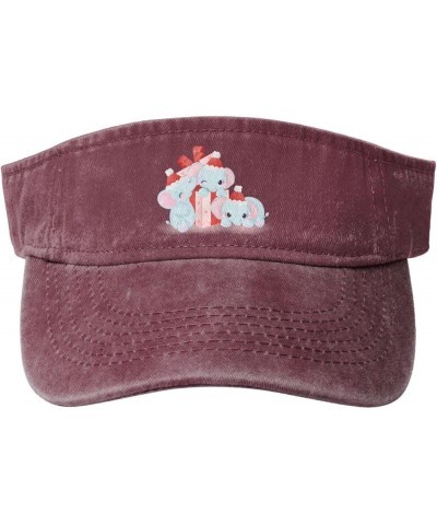 Cute Little Elephant Playing in The Gift Box Sun Hat Sun Visor Hats for Women Men Baseball Cap Golf Hats Red $13.26 Visors