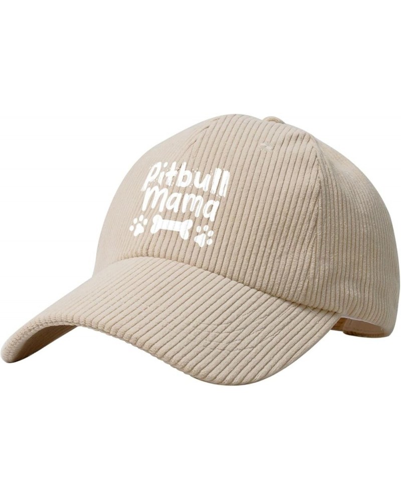 Pitbull Mom Corduroy Baseball Cap Summer Casual Sun Cap for Women Men Beige $13.49 Sun Hats