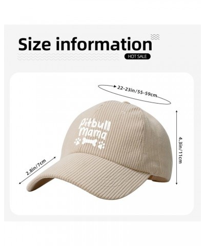 Pitbull Mom Corduroy Baseball Cap Summer Casual Sun Cap for Women Men Beige $13.49 Sun Hats