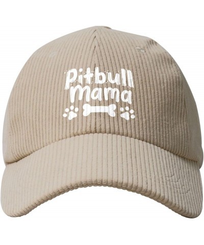 Pitbull Mom Corduroy Baseball Cap Summer Casual Sun Cap for Women Men Beige $13.49 Sun Hats