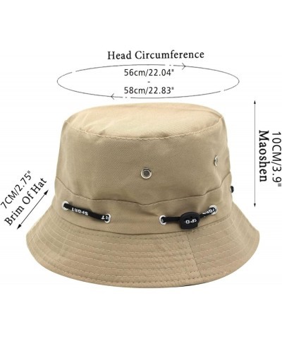 Solid Color Cotton Bucket Hat with Nail Hole Rope Elastic Plain Foldable Beach Sun Hat for City Walk Coffee $6.04 Rain Hats