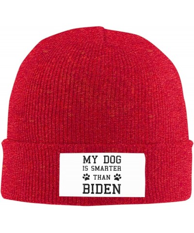 My Dog is Smarter Than Biden Funny Gifts Beanie Hat Men Knit Hat Skull Cap Women Winter Warm Hat Slouchy Hat Black Red $10.78...