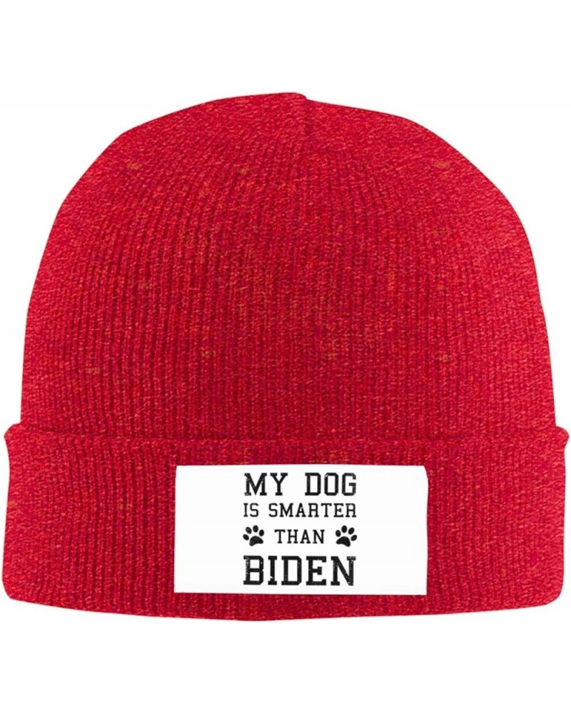 My Dog is Smarter Than Biden Funny Gifts Beanie Hat Men Knit Hat Skull Cap Women Winter Warm Hat Slouchy Hat Black Red $10.78...