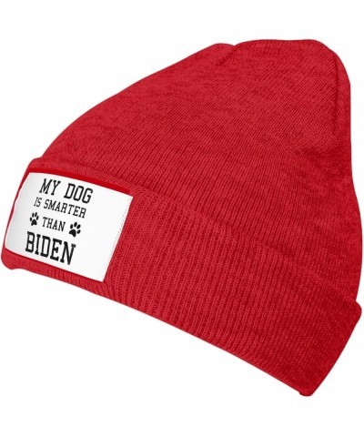 My Dog is Smarter Than Biden Funny Gifts Beanie Hat Men Knit Hat Skull Cap Women Winter Warm Hat Slouchy Hat Black Red $10.78...