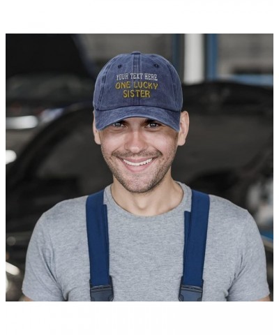 Custom Soft Washed Baseball Cap 1 Lucky Sister Blessed Family E Sister Cotton Black Personalized Text Here $13.92 Baseball Caps