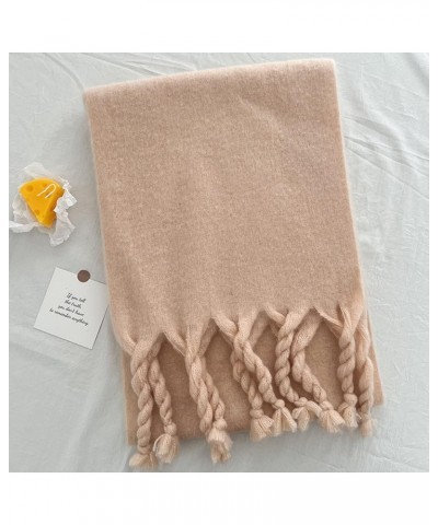 Women Knitted Tassel Scarf Fashion Solid Color Toddler Soft Warm Scarves Neck Warmer Winter for Womens Khaki $9.55 Scarves