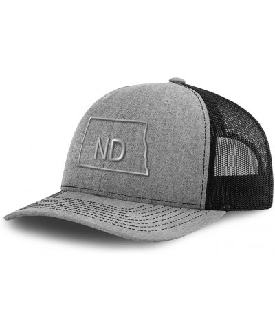 Custom Richardson Trucker Hat North Dakota State Map Nd Embroidery Baseball Cap Heather Grey Black Design Only $18.86 Basebal...