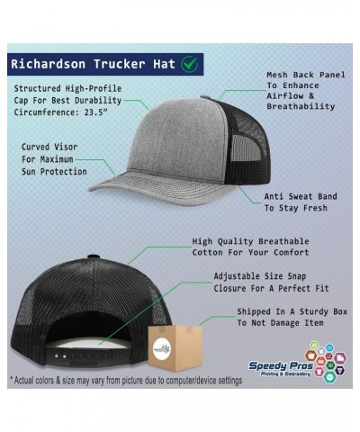 Custom Richardson Trucker Hat North Dakota State Map Nd Embroidery Baseball Cap Heather Grey Black Design Only $18.86 Basebal...