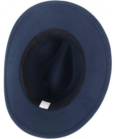 mdlian Decorative Hat Autumn and Winter Men's and Women's National Style Large Brim Felt Hat Black $88.29 Cowboy Hats