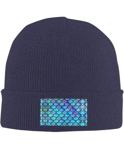 Mermaid Teal Fish Scale Print Unisex Lightweight Knit Hat Cap Multifunctional Beanie for Travel, Hiking,Skiing Navy Blue $13....