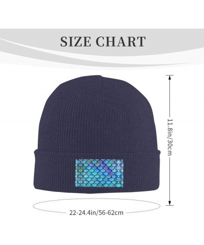 Mermaid Teal Fish Scale Print Unisex Lightweight Knit Hat Cap Multifunctional Beanie for Travel, Hiking,Skiing Navy Blue $13....