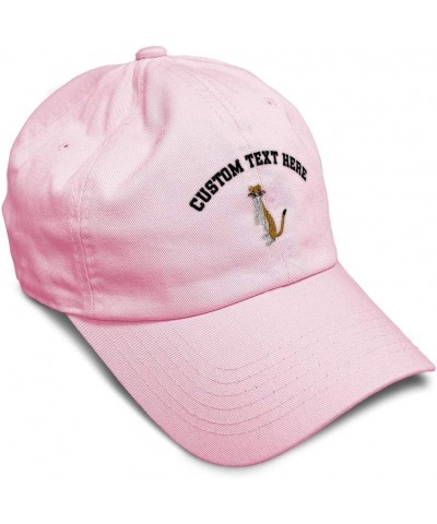 Soft Baseball Cap Weasel Embroidery Wild Animals Weasel Embroidery Cotton Dad Hats for Men & Women Soft Pink Personalized Tex...