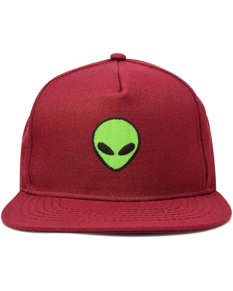 Alien Snapback Flat Bill Baseball Hat Embroidered Cap Mens Maroon $11.48 Baseball Caps