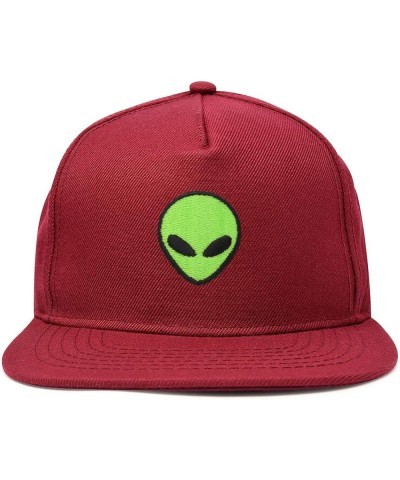 Alien Snapback Flat Bill Baseball Hat Embroidered Cap Mens Maroon $11.48 Baseball Caps