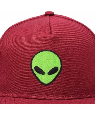 Alien Snapback Flat Bill Baseball Hat Embroidered Cap Mens Maroon $11.48 Baseball Caps