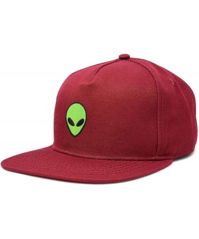 Alien Snapback Flat Bill Baseball Hat Embroidered Cap Mens Maroon $11.48 Baseball Caps