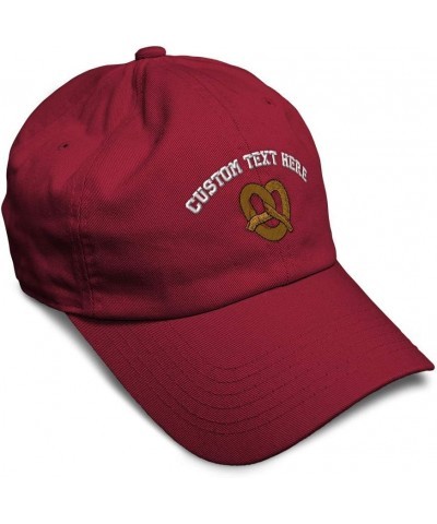 Custom Soft Baseball Cap Pretzel Embroidery Bread Pretzel Twill Cotton Dad Hats for Men & Women Burgundy Personalized Text He...