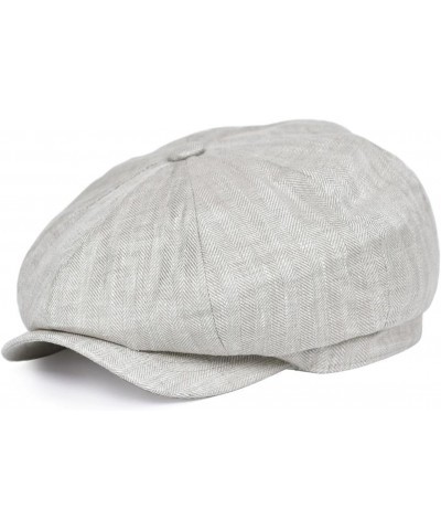 Solid Color Herringbone Linen Newsboy Cap for Men and Women Summer Sun Caps Breathable Flat Hat Adult Casual Beret Travel Pai...