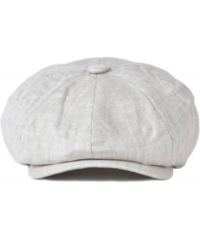 Solid Color Herringbone Linen Newsboy Cap for Men and Women Summer Sun Caps Breathable Flat Hat Adult Casual Beret Travel Pai...