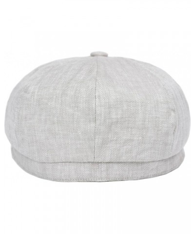 Solid Color Herringbone Linen Newsboy Cap for Men and Women Summer Sun Caps Breathable Flat Hat Adult Casual Beret Travel Pai...