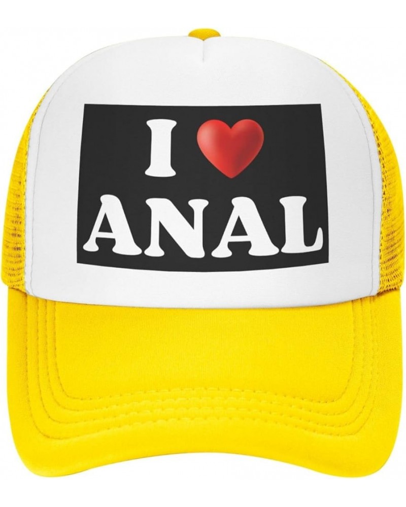 I-Love-Anal Mesh Hat Women Men Trucker Hat Baseball Cap Yellow $12.09 Baseball Caps